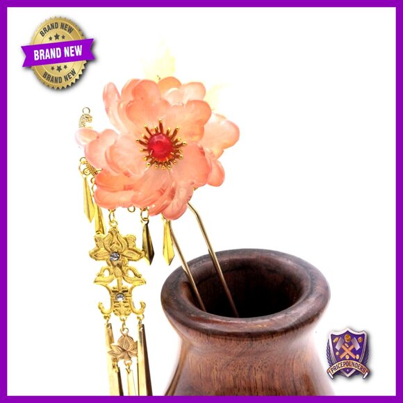 Resin Hairpin with Tassel - Vintage Floral Hair Stick for Women - 6.3 Inches